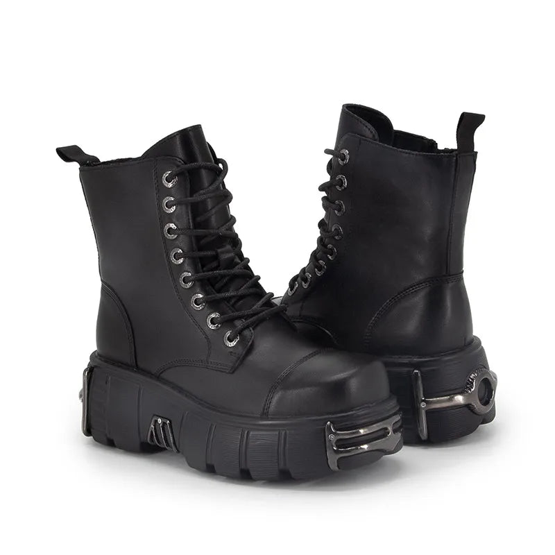 Villa Blvd Vintage Metal Combat Boots