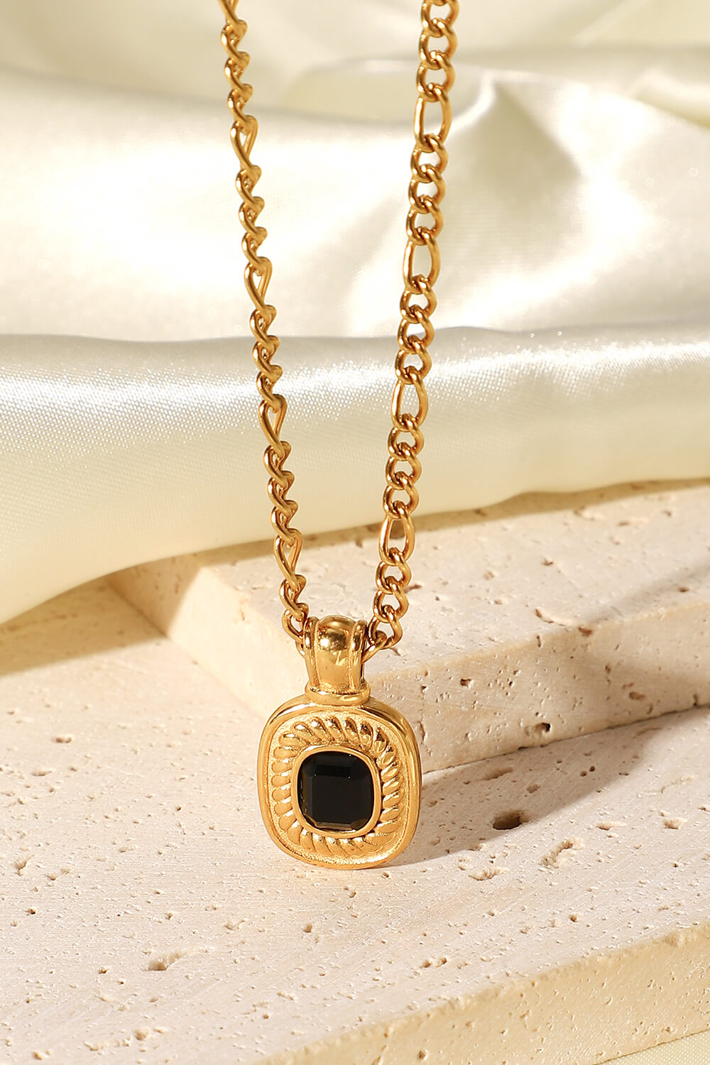 Villa Blvd 18K Gold Plated Jeweled Pendant Necklace ☛ Multiple Colors Available ☚