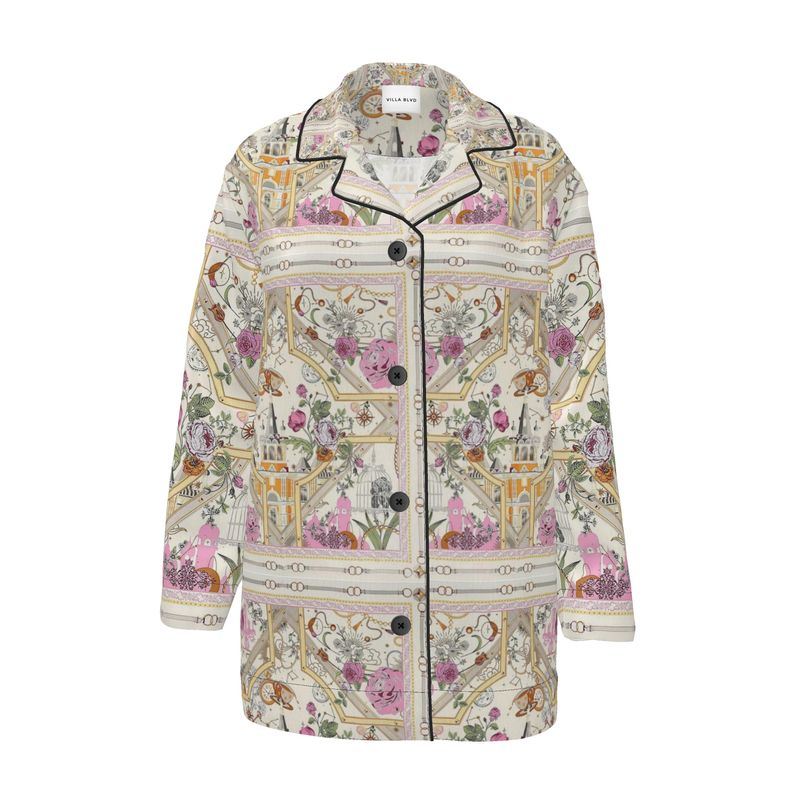 Villa Blvd Silk Fleur Carrée Pajama Top