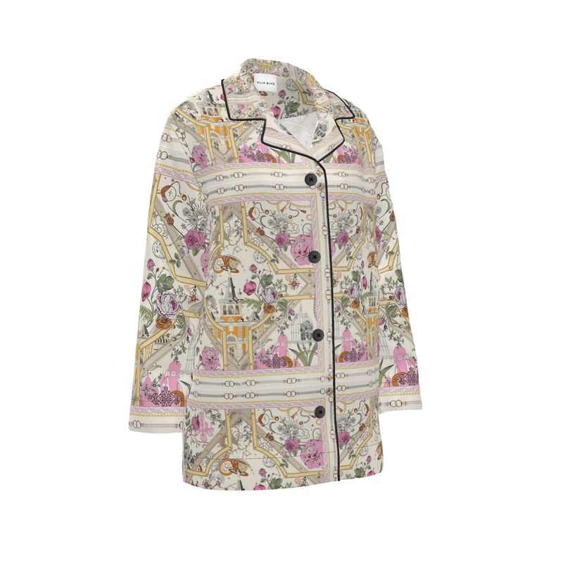 Villa Blvd Silk Fleur Carrée Pajama Top