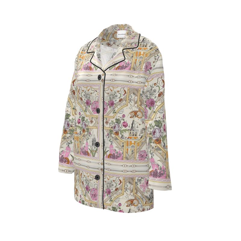Villa Blvd Silk Fleur Carrée Pajama Top