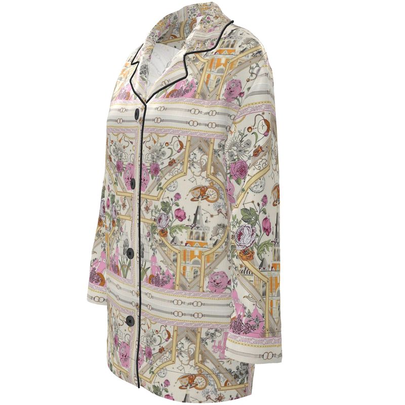 Villa Blvd Silk Fleur Carrée Pajama Top