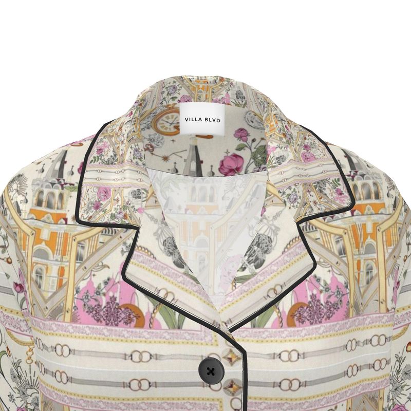 Villa Blvd Silk Fleur Carrée Pajama Top