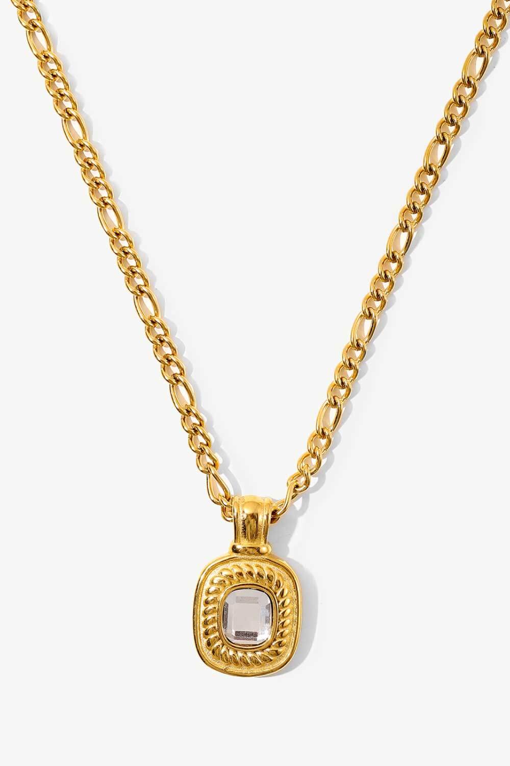 Villa Blvd 18K Gold Plated Jeweled Pendant Necklace ☛ Multiple Colors Available ☚