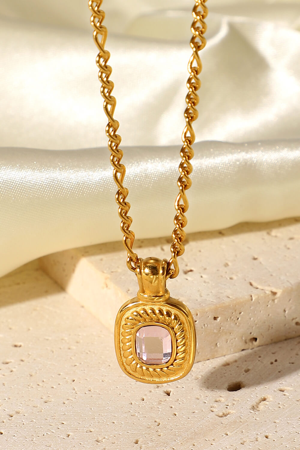 Villa Blvd 18K Gold Plated Jeweled Pendant Necklace ☛ Multiple Colors Available ☚