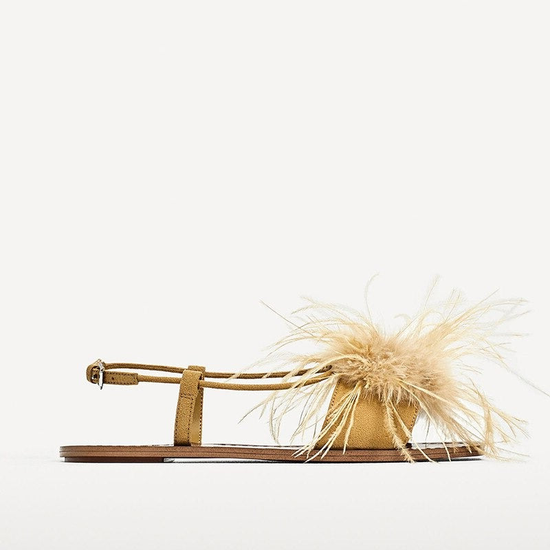 Villa Blvd Feather Decor Sandals