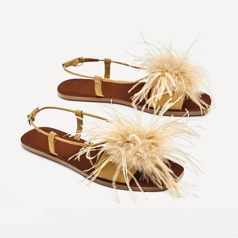 Villa Blvd Feather Decor Sandals