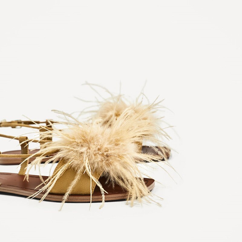 Villa Blvd Feather Decor Sandals