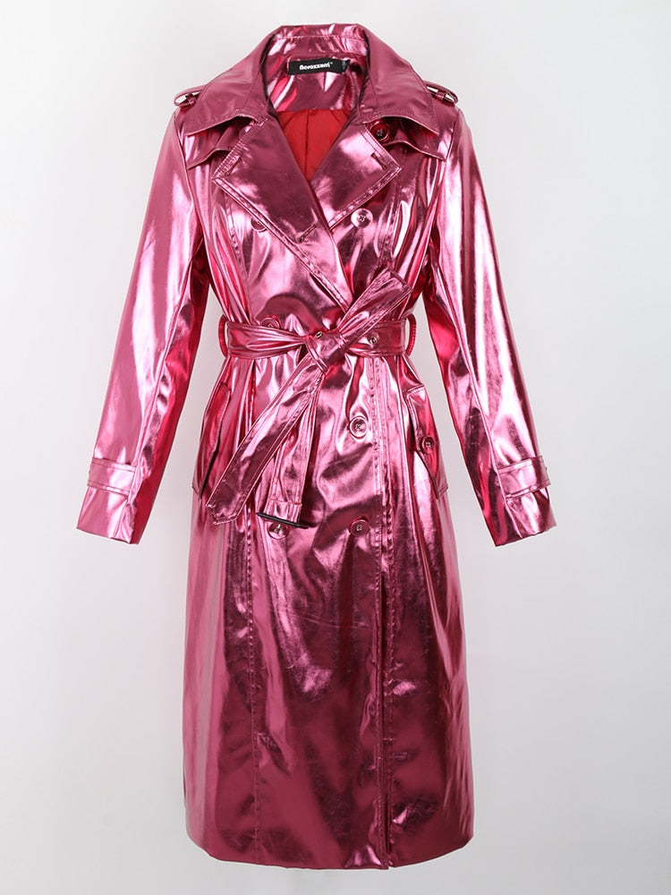 Villa Blvd Metallic Patent Leather Trench Coat ☛ Multiple Colors Available ☚