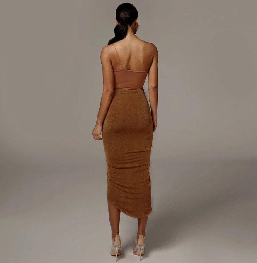Villa Blvd Drawstring Ruching Split Skirts ☛ Multiple Colors Available ☚
