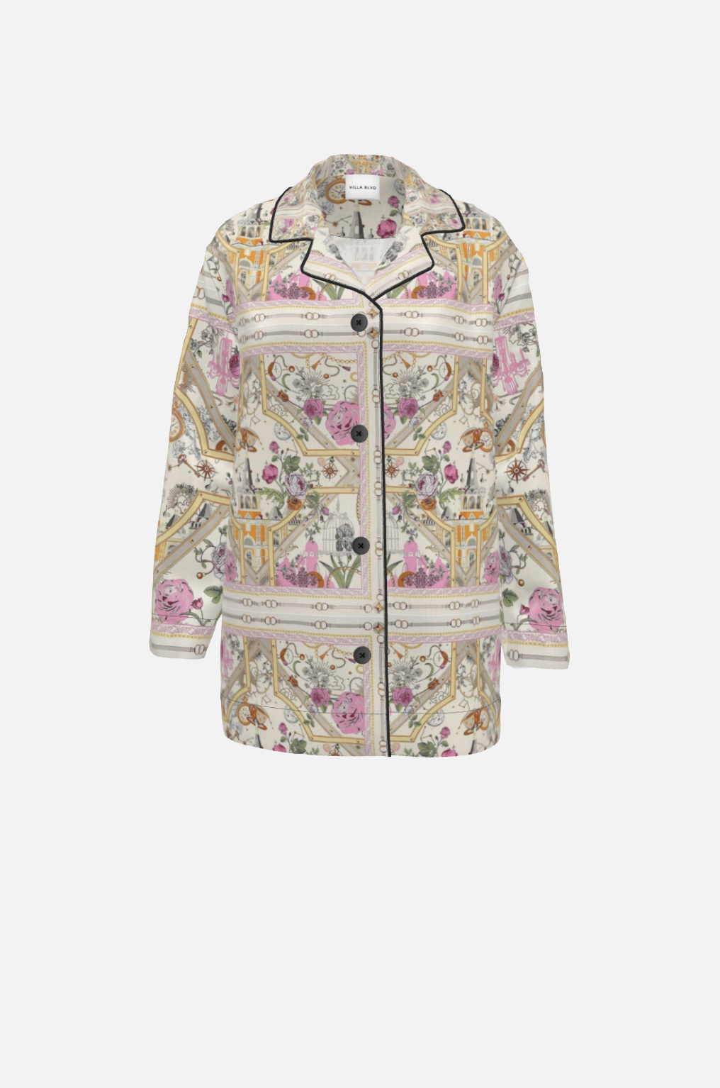 Villa Blvd Silk Fleur Carrée Pajama Top