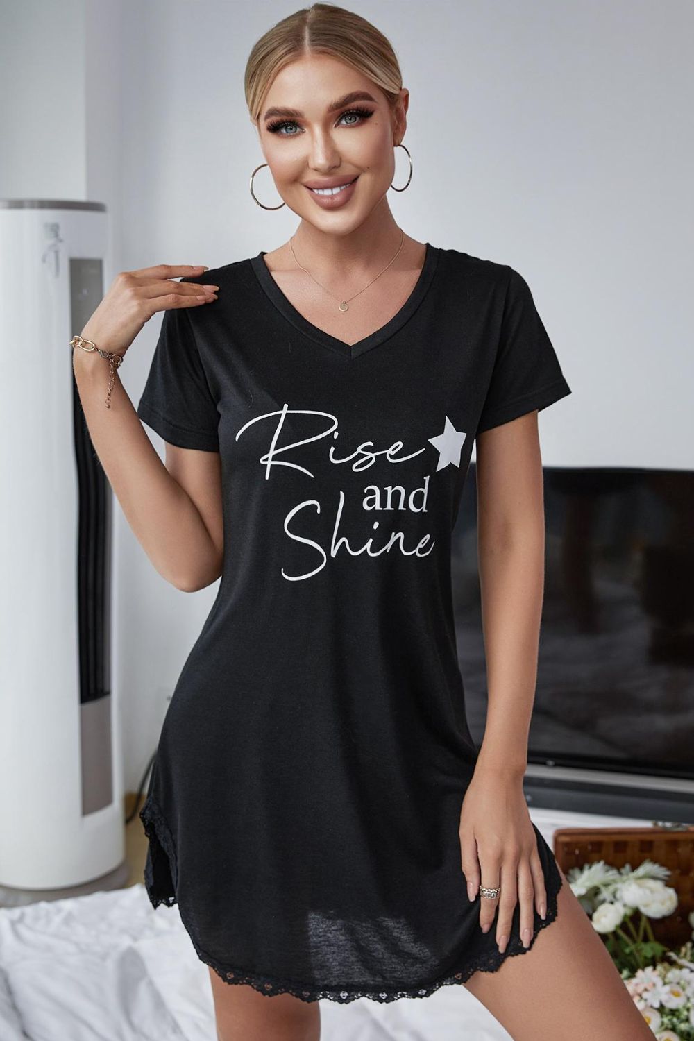 Lace V Neck T-Shirt