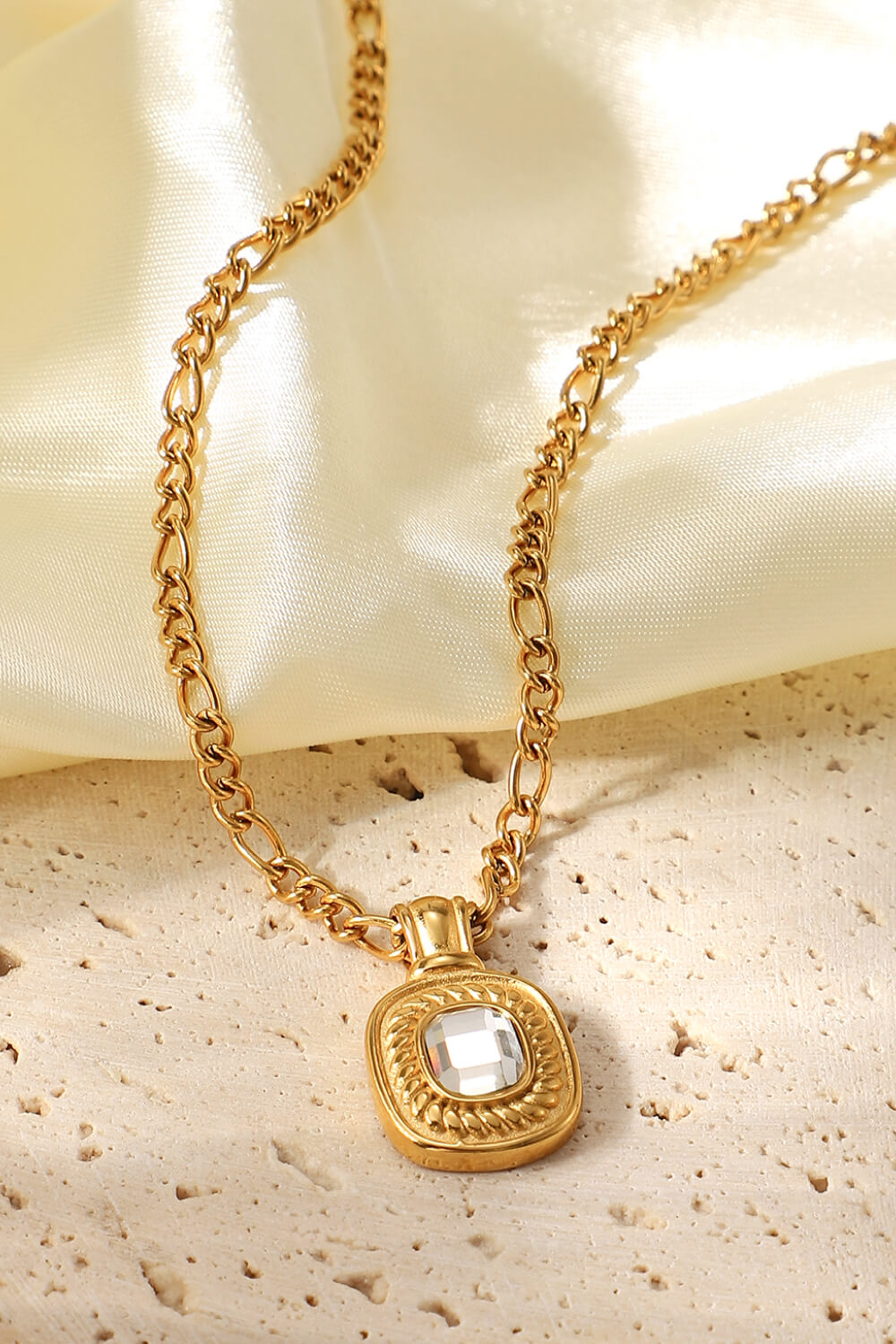 Villa Blvd 18K Gold Plated Jeweled Pendant Necklace ☛ Multiple Colors Available ☚