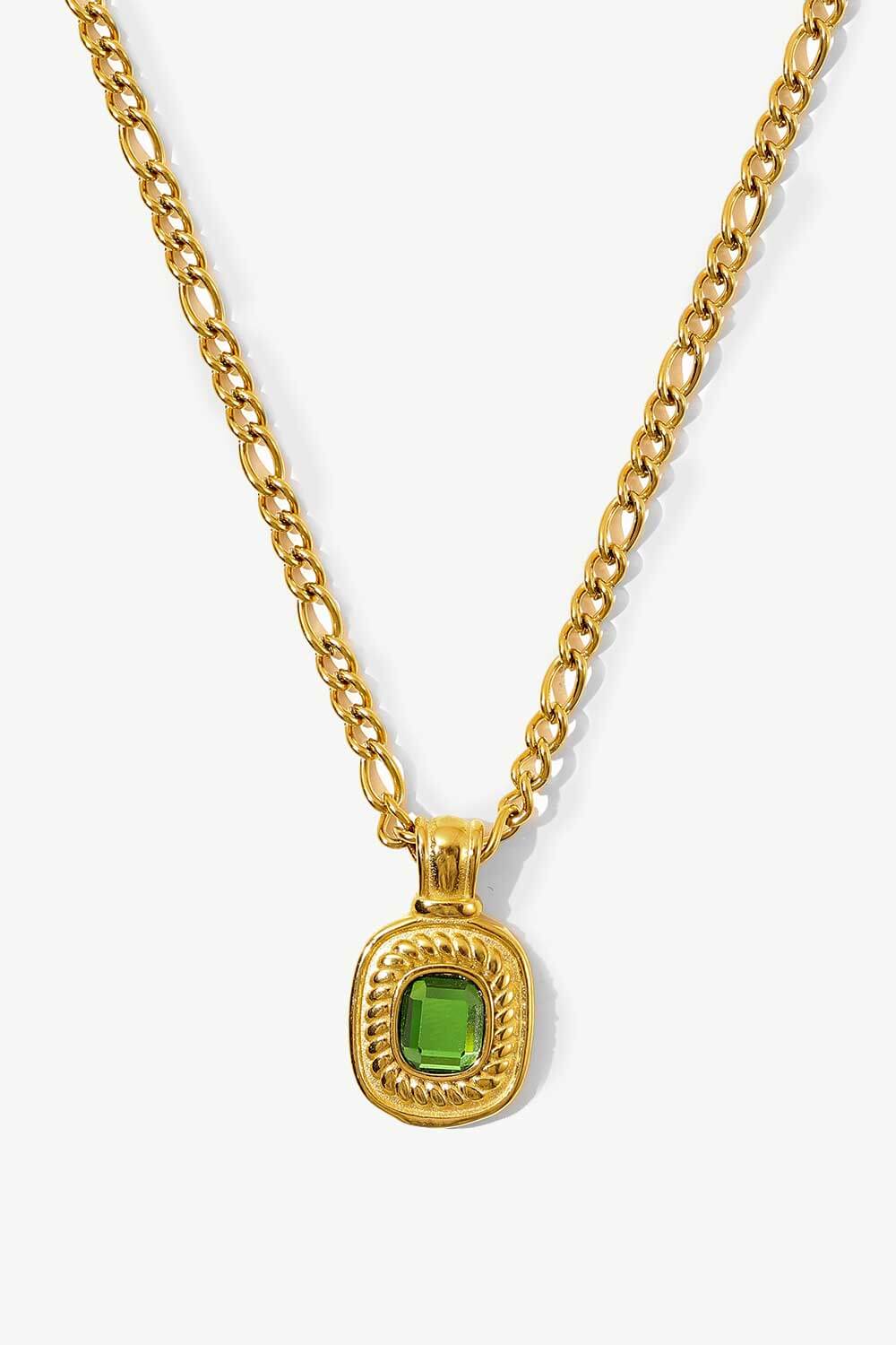 Villa Blvd 18K Gold Plated Jeweled Pendant Necklace ☛ Multiple Colors Available ☚