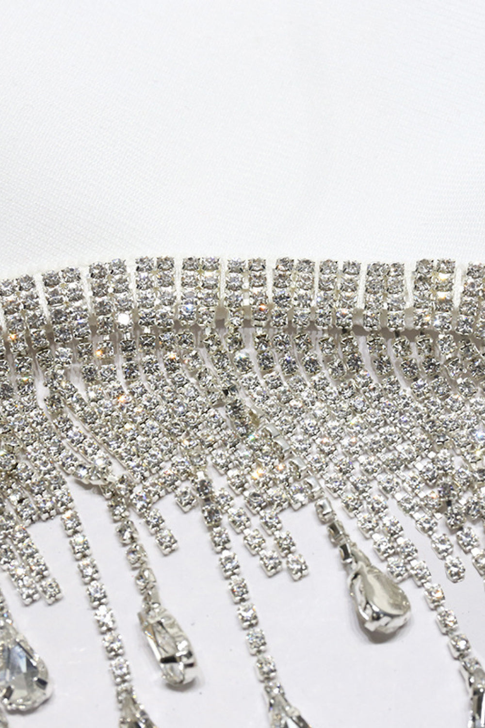 Villa Blvd Rhinestone Tassel Hem Bodycon Dress