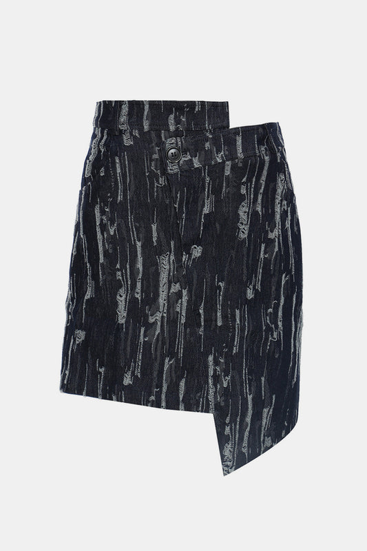 VIlla Blvd Distressed Asymmetrical Mini Skirt
