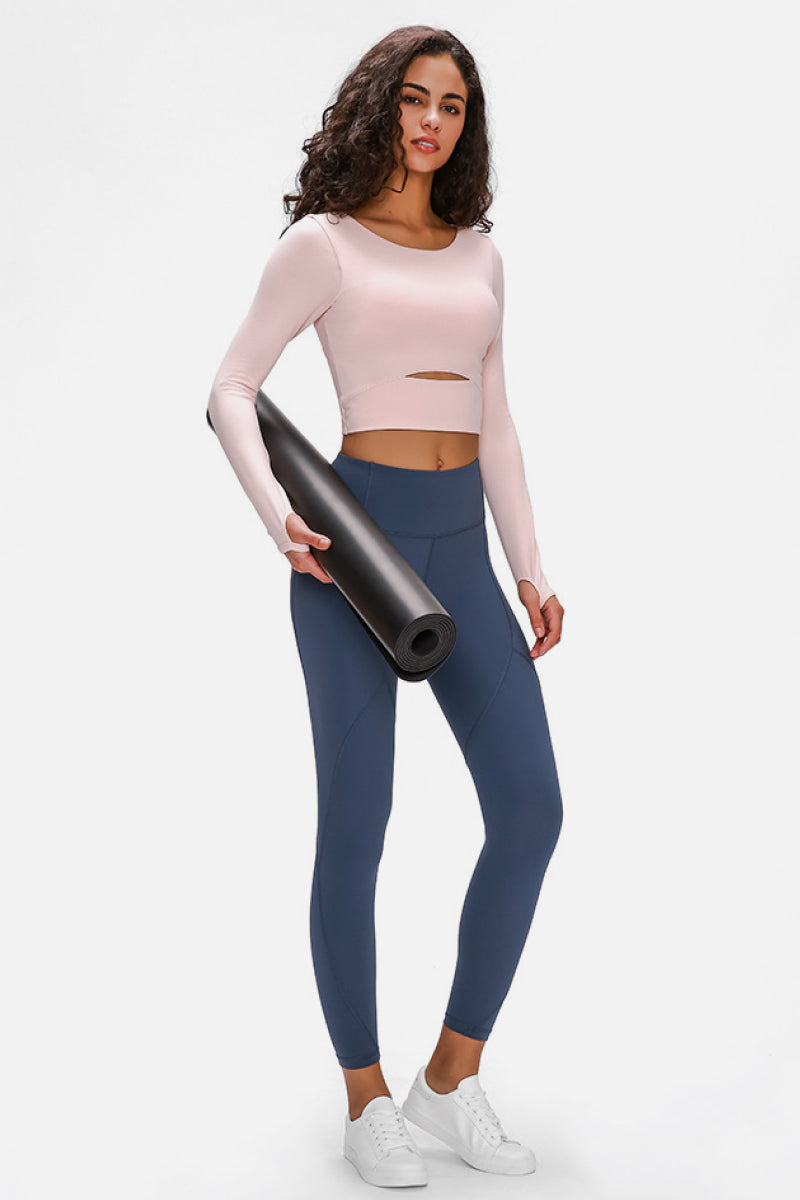 VILLA ACTIVE Long Sleeve Cropped Top With Sports Strap ☛ Multiple Colors Available ☚