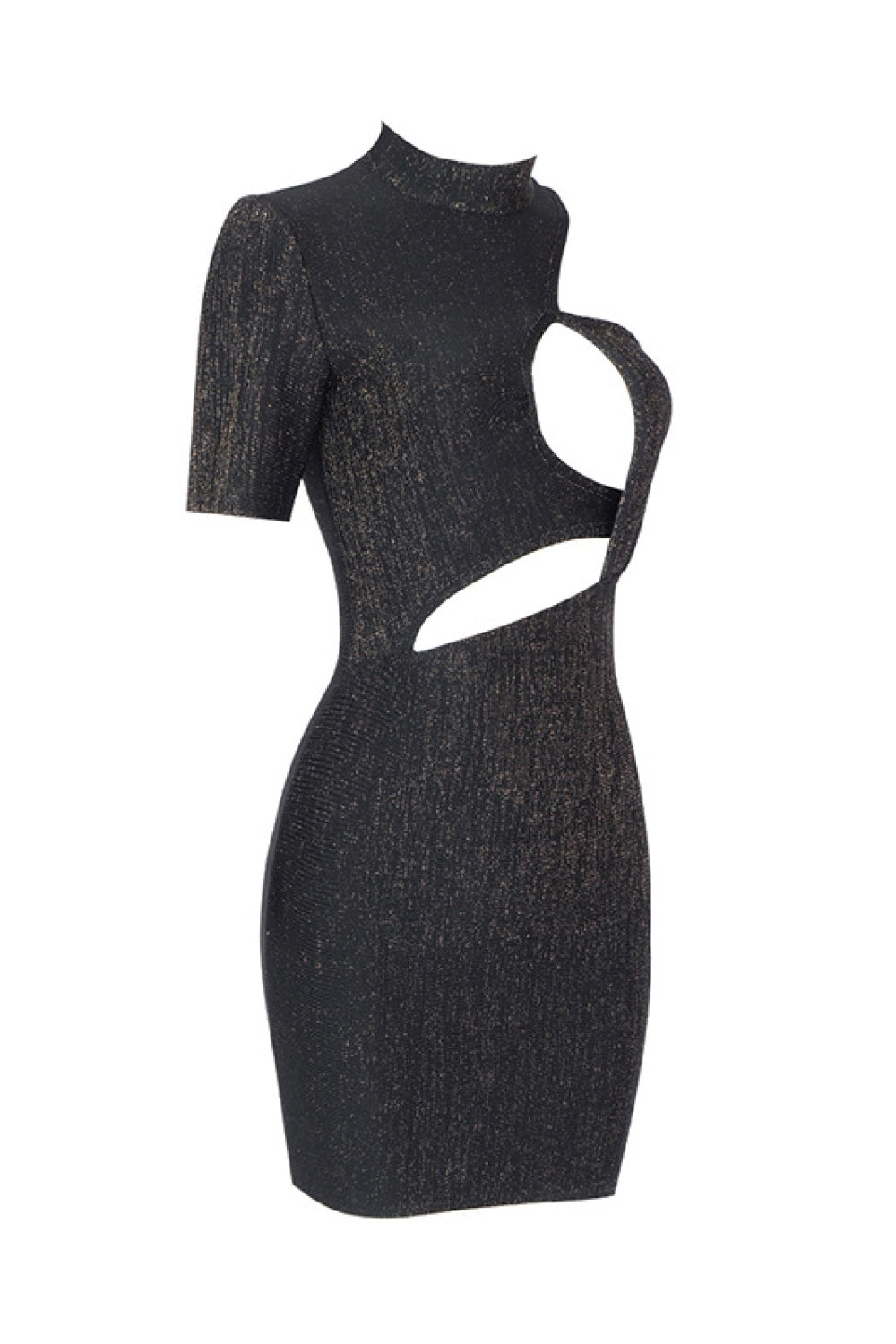 Villa Blvd Cutout One-Shoulder Glitter Mini Dress