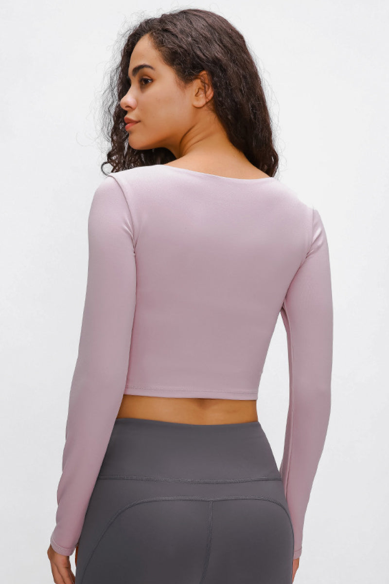 VILLA ACTIVE Long Sleeve Cropped Top With Sports Strap ☛ Multiple Colors Available ☚