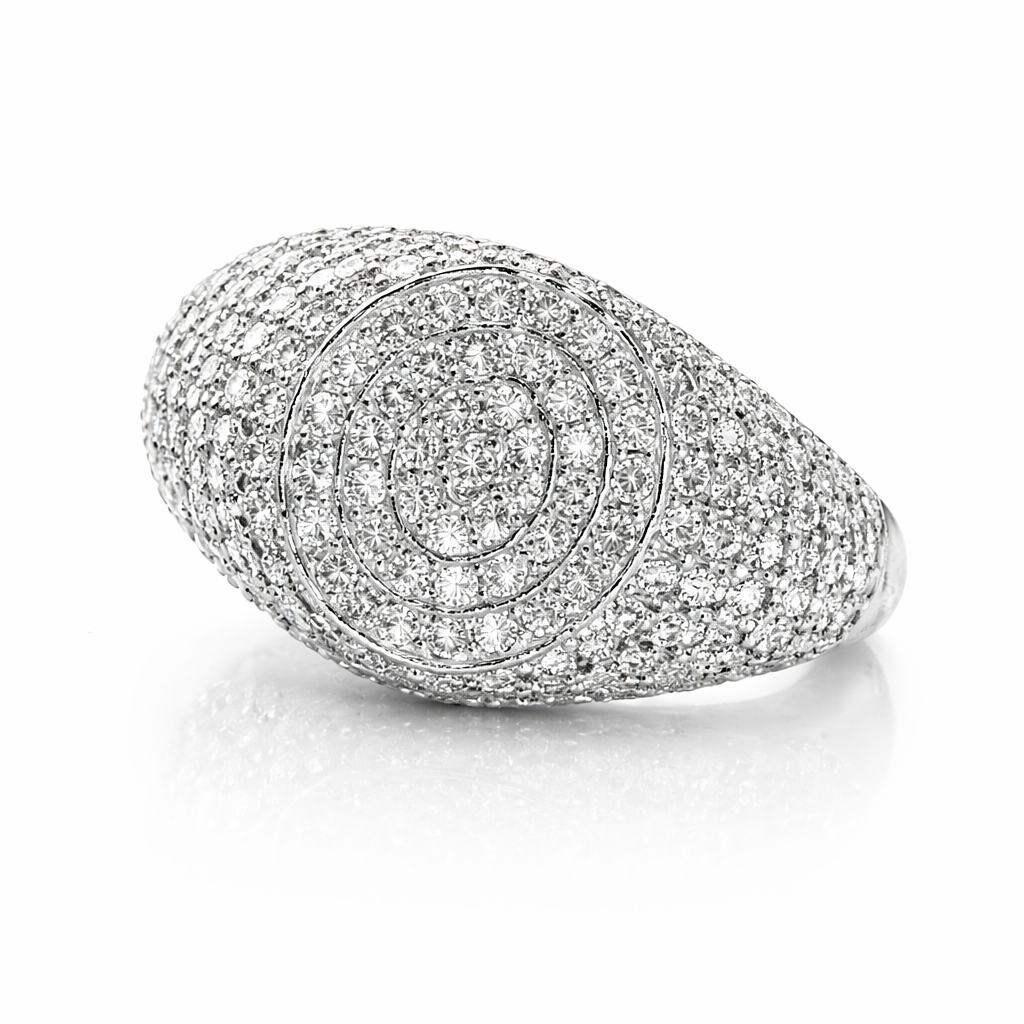 Villa Blvd Round Dome Pave Moissanite Signet Ring