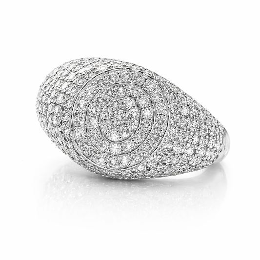 Villa Blvd Round Dome Pave Moissanite Signet Ring