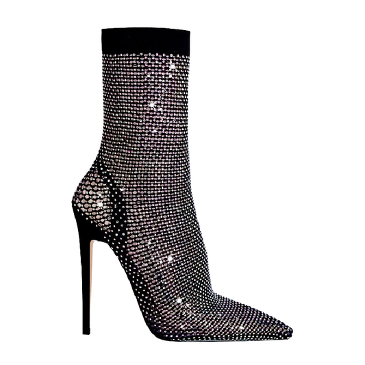 Villa Blvd Crystal Stiletto Fitted Booties