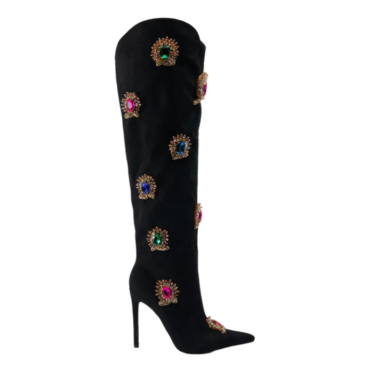 Villa Blvd Vintage Crystal Knee-High Boots