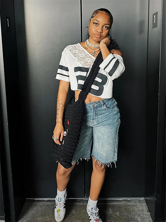 Villa Blvd Vintage Lace Striped Jersey ☛ Multiple Colors Available ☚