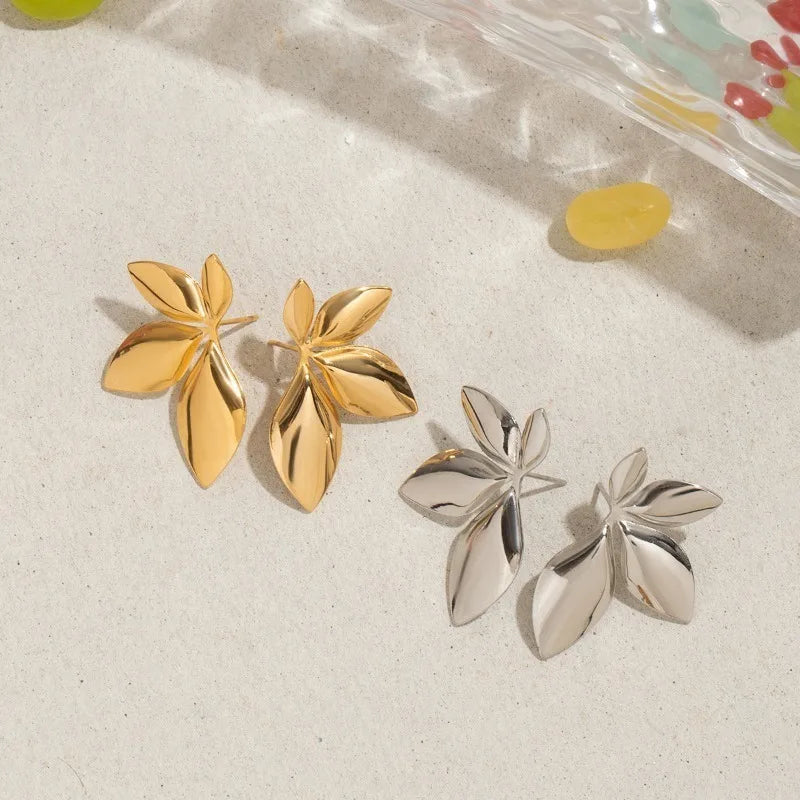 Villa Blvd Stainless Steel Floral Stud Earrings ☛ Multiple Colors Available ☚