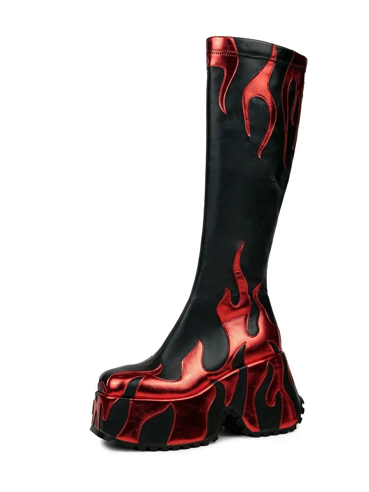 Villa Blvd Flame Platform Boots ☛ Multiple Colors Available ☚