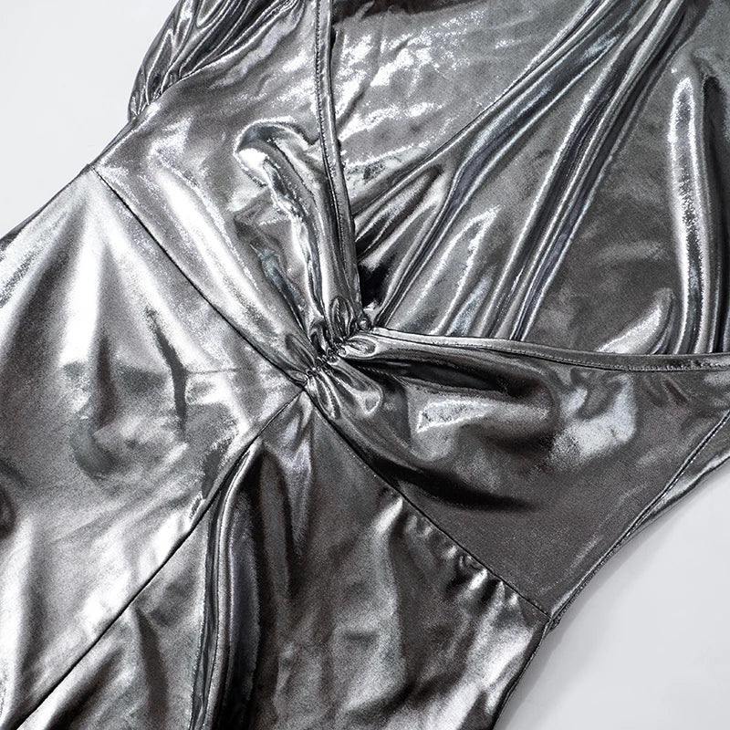 Villa Blvd Metallic Glossed Jumpsuit