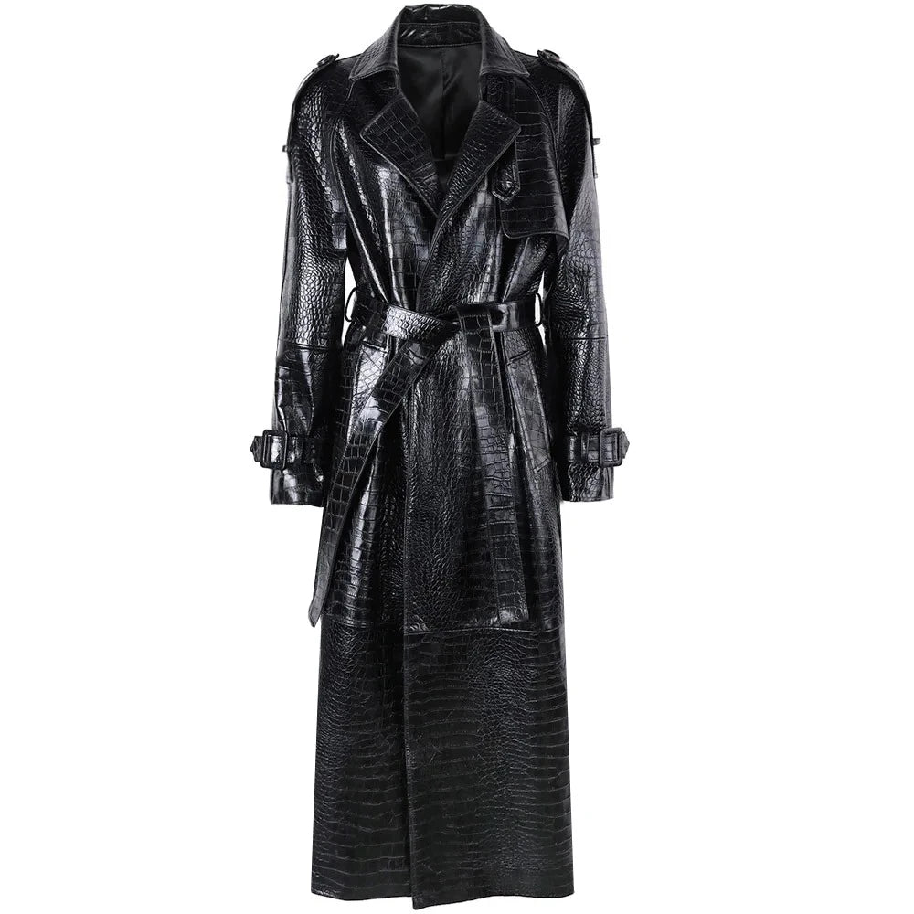 Villa Blvd Leather Serpentine Trench Coat ☛ Multiple Colors Available ☚