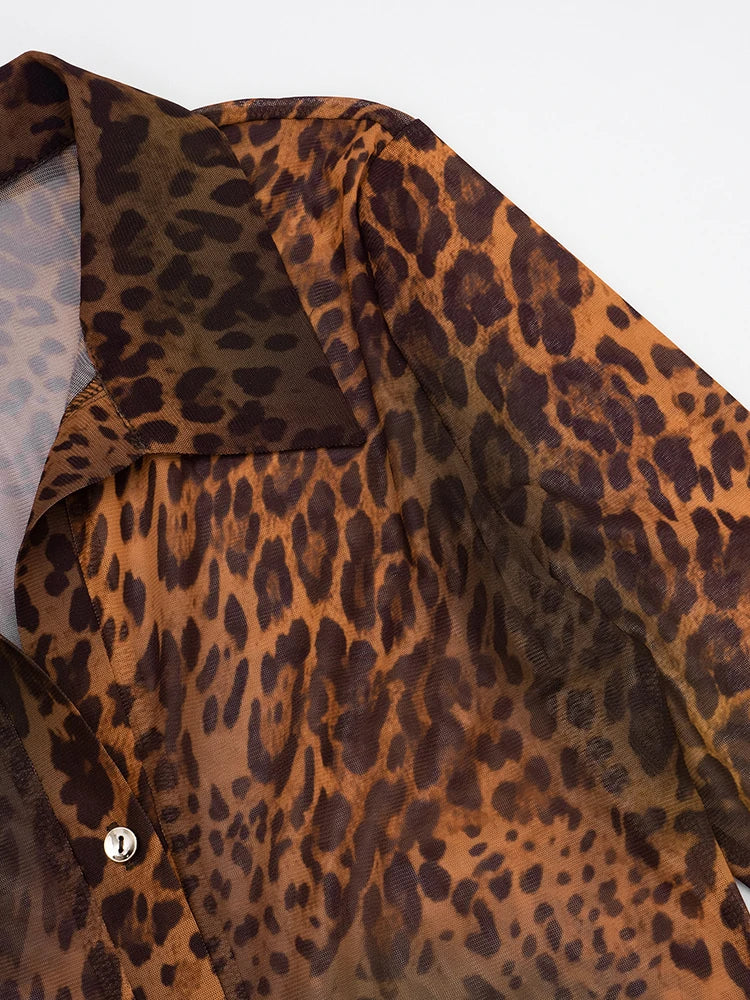 Villa Blvd Retro Leopard Blouse + Pants Set