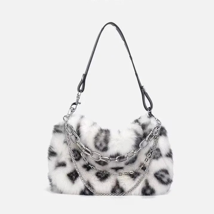 Villa Blvd Furry Feline Chain Decor Handbag ☛ Multiple Colors Available ☚