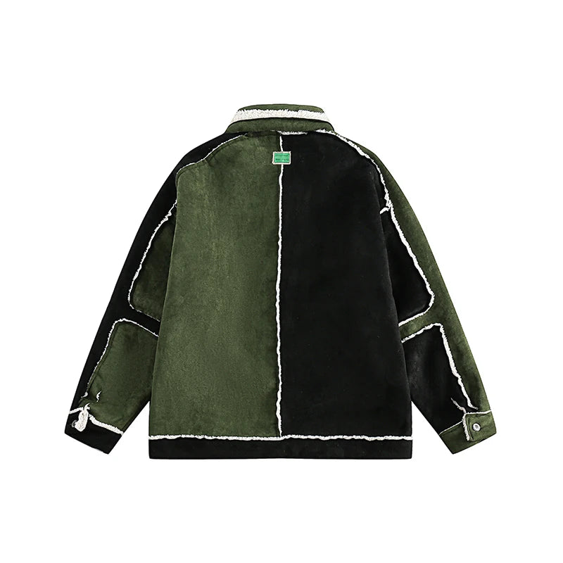 Villa Blvd Embroidery Patchwork Suede Coat