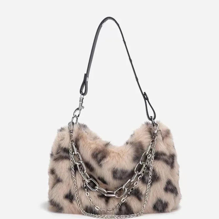 Villa Blvd Furry Feline Chain Decor Handbag ☛ Multiple Colors Available ☚