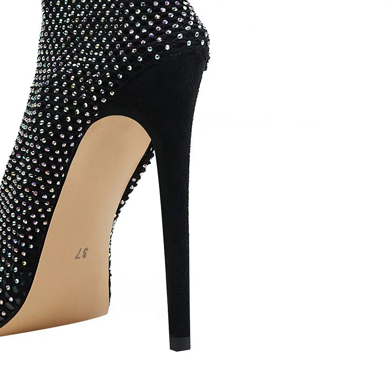 Villa Blvd Crystal Stiletto Fitted Booties