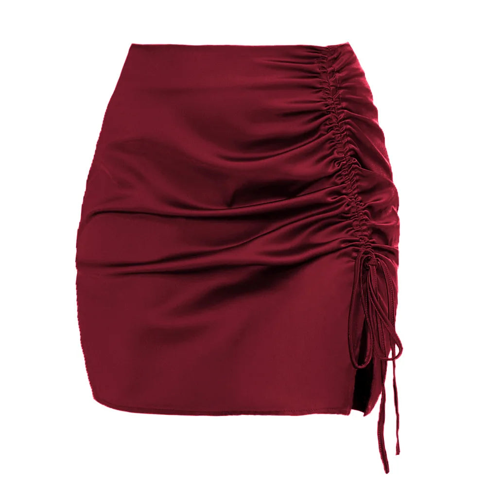 Villa Blvd Satin Ruched Skirt ☛ Multiple Colors Available ☚