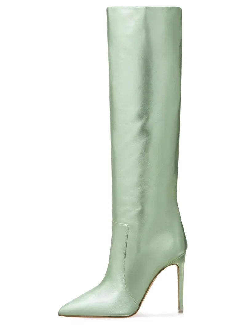Villa Blvd Leather Pointed Stiletto Boots ☛ Multiple Colors Available ☚
