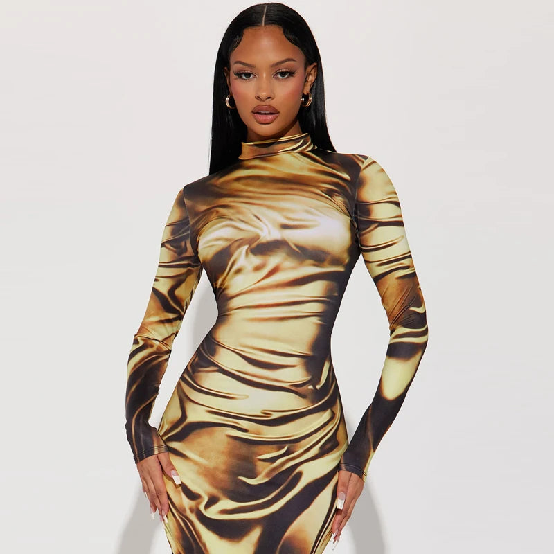 Villa Blvd Wetlook Bodycon Dress