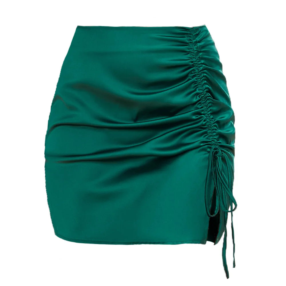 Villa Blvd Satin Ruched Skirt ☛ Multiple Colors Available ☚