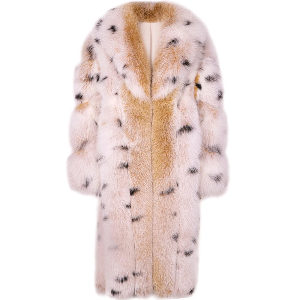 Villa Blvd Leopard Spotted Fur Long Coat
