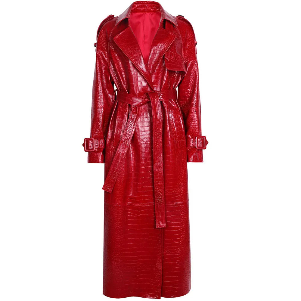 Villa Blvd Leather Serpentine Trench Coat ☛ Multiple Colors Available ☚