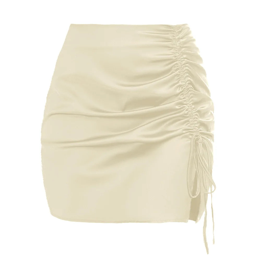 Villa Blvd Satin Ruched Skirt ☛ Multiple Colors Available ☚