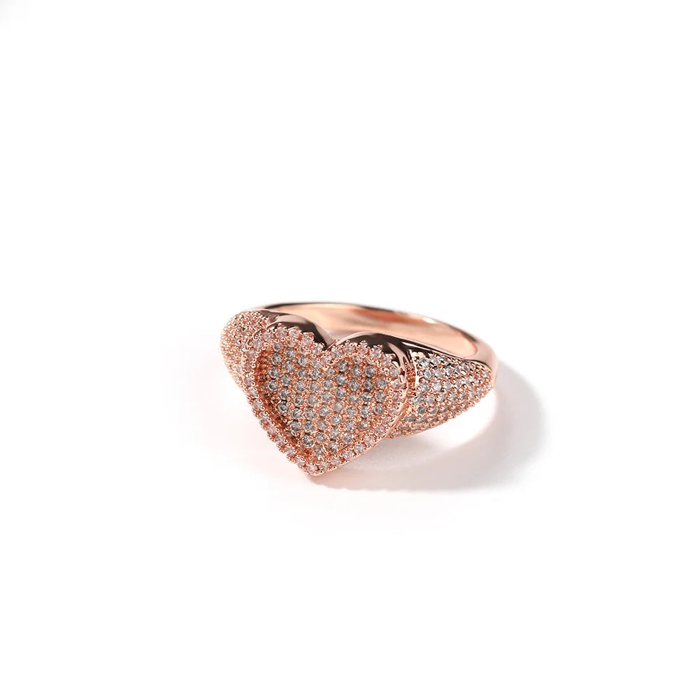 Villa Blvd 3D Heart Micro Paved Ring ☛ Multiple Colors Available ☚