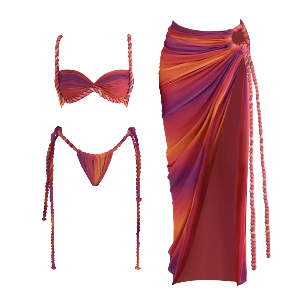 Villa Blvd Luminé Crochet Bikini + Maxi Skirt Swimwear Set