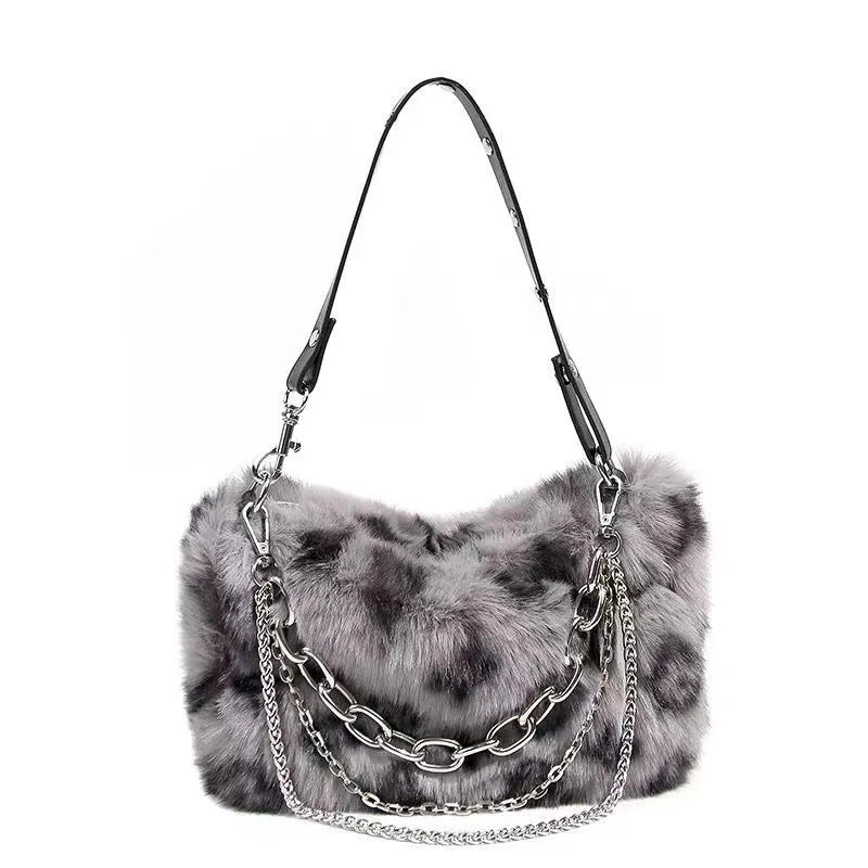 Villa Blvd Furry Feline Chain Decor Handbag ☛ Multiple Colors Available ☚