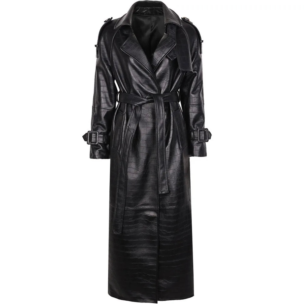 Villa Blvd Leather Serpentine Trench Coat ☛ Multiple Colors Available ☚