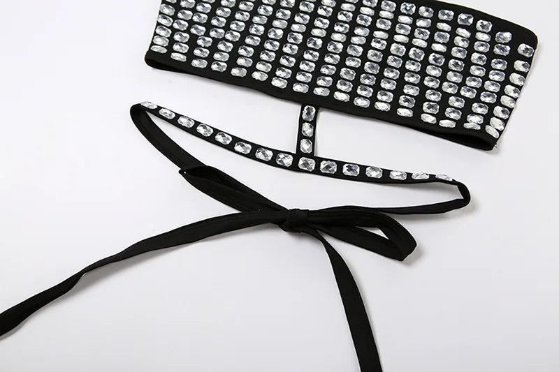 Villa Blvd Vintage Rhinestone Halter Tank Top