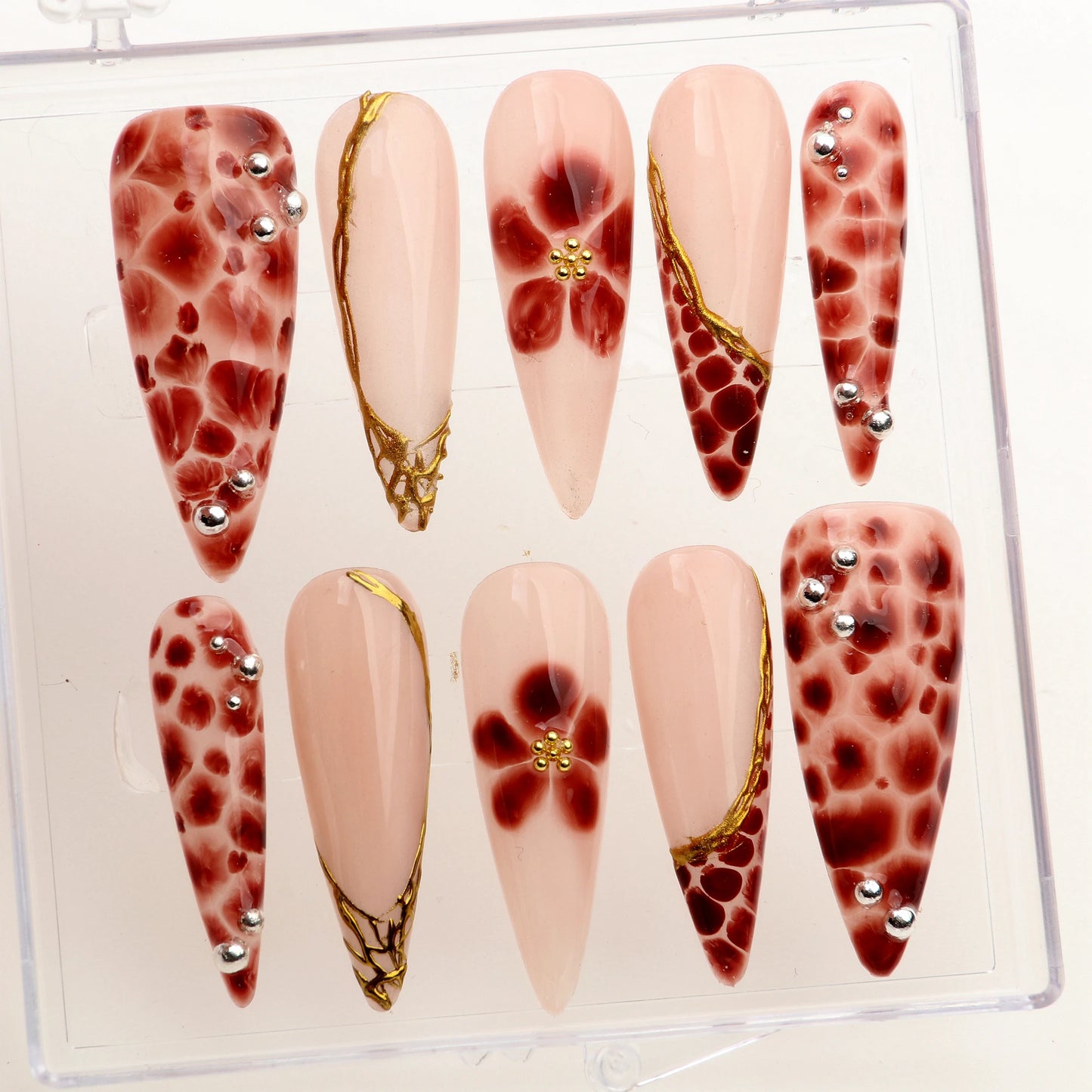 Villa Blvd Safari Pearl Flower Stiletto Luxe Set ☛ Multiple Sizes Available ☚